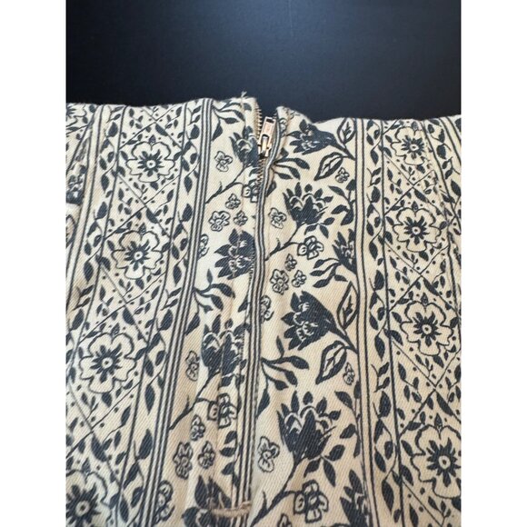 Free People Floral Print Cream & Black Mini Skirt With Back Zipper Size 0 - Picture 5 of 8